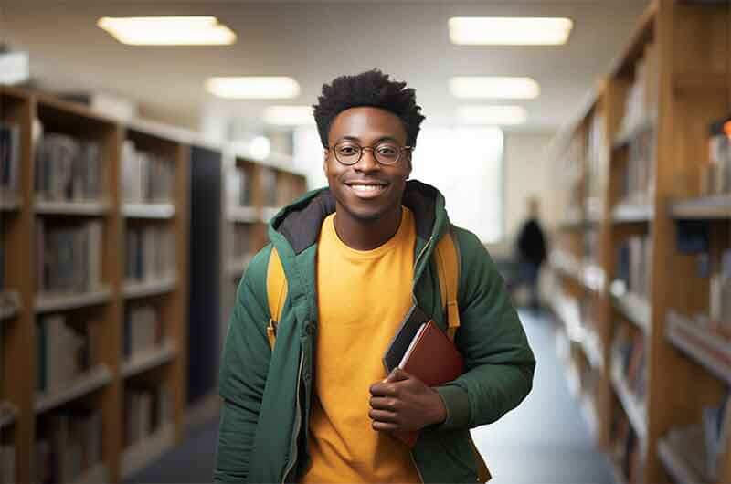 African-American-guy-with-glasses-in-library