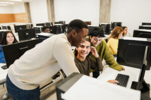 International students smiling while at Internship