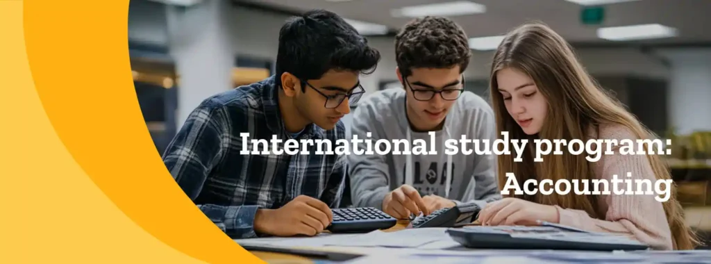 International students at university studying accounting.